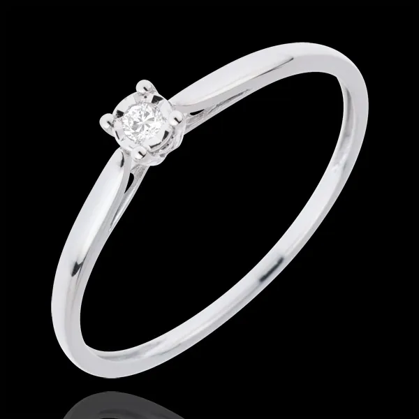 Anillo Solitario Esencial - 0.03 quilates - oro blanco 9 quilates