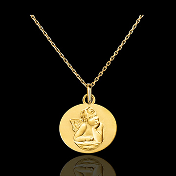 Medalion cu Arhanghelul Rafael Esențial - 13mm - aur galben de 9 carate
