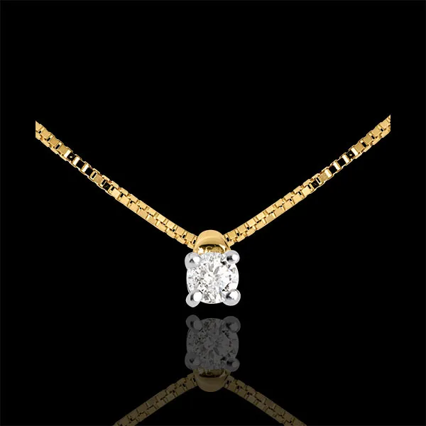 Collier solitaire or jaune 9 carats - 0.07 carat - 42cm
