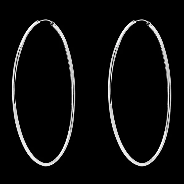 Créoles fines - diamètre 50mm - or blanc 9 carats