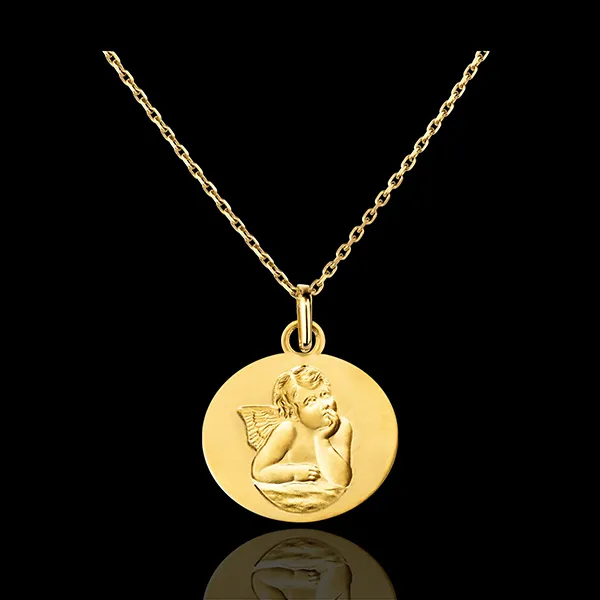 Medaglia con Angelo - Essenziale - 13mm - oro giallo 9 carati
