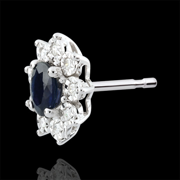 Eternal Edelweiss Earrings - Daisy Illusion - Sapphire and Diamonds - 18 carat White Gold