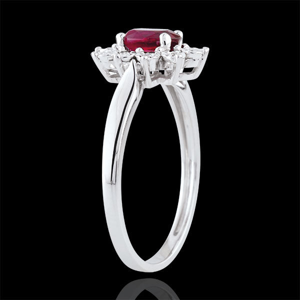 Eternal Edelweiss Ring - Rubies and Diamonds - 18 carat White Gold