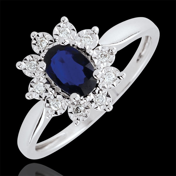 Eternal Edelweiss Ring - Sapphire and Diamonds - 09 carat White Gold