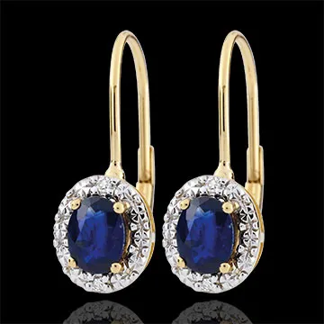 Boucles d'oreilles Apolline - saphirs - or blanc et or jaune 9 carats