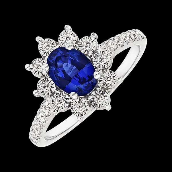 Bague Eternel Edelweiss - Daisy Chic - or blanc 18 carats - saphir et diamant 