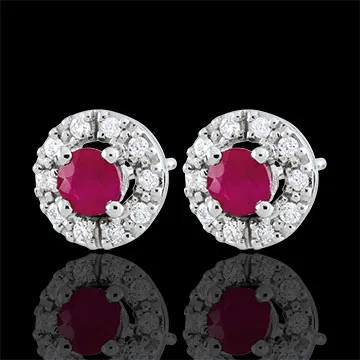 Boucles d'oreilles Clévia - rubis - or blanc 18 carats