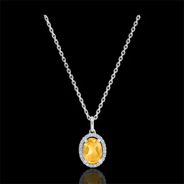 Pendentif Eternel Edelweiss - Anaé - or blanc 18 carats - Citrine et diamants