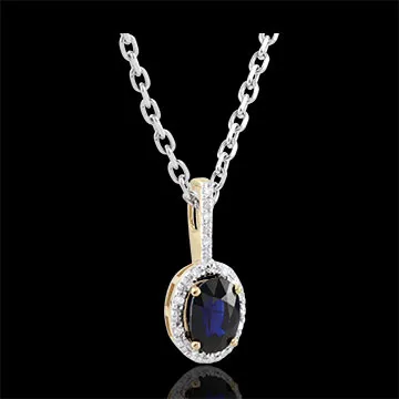 Pendentif Apolline - saphirs - or blanc et or jaune 9 carats