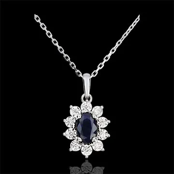 Colier Eternel Edelweiss - Iluzia Anemonei - safire şi diamante - aur alb de 18K