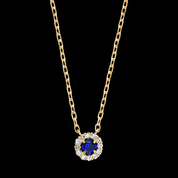 Collier Noctéa – 9-karätiges Gelbgold, Saphir und synthetische Diamanten