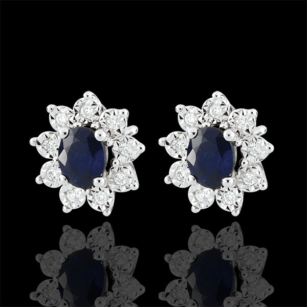 Cercei Eternel Edelweiss - Iluzia Anemonei - safire şi diamante - aur alb de 18K