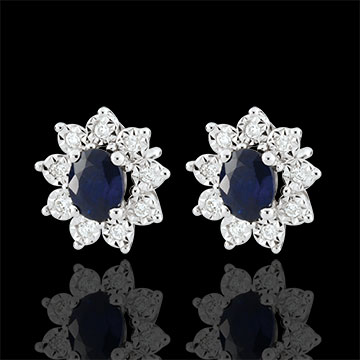 Cercei Eternel Edelweiss - Iluzia Anemonei - safire şi diamante - aur alb de 9K