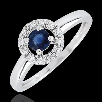 Anello Clévia - Oro bianco - 18 carati - 12 Diamanti - Zaffiri