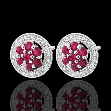 Orecchini Isalia - Oro bianco - 9 carati - 12 Diamanti - 14 Rubini- 0.32 carati