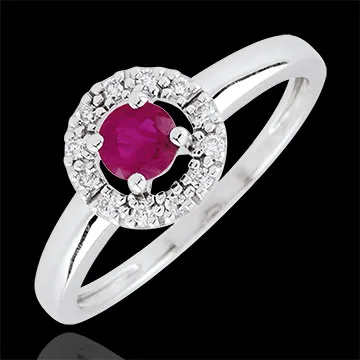 Anello Clévia - Oro bianco - 9 carati - 12 Diamanti - Rubini