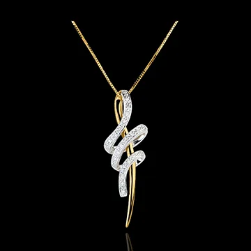 Ciondolo Nodo Serpente - Oro bianco e Oro giallo - 18 carati - 24 Diamanti - 0.12 carati