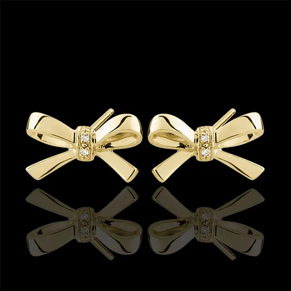Orecchini Fiocco Carlotta - Oro giallo - 9 carati - 4 Diamanti