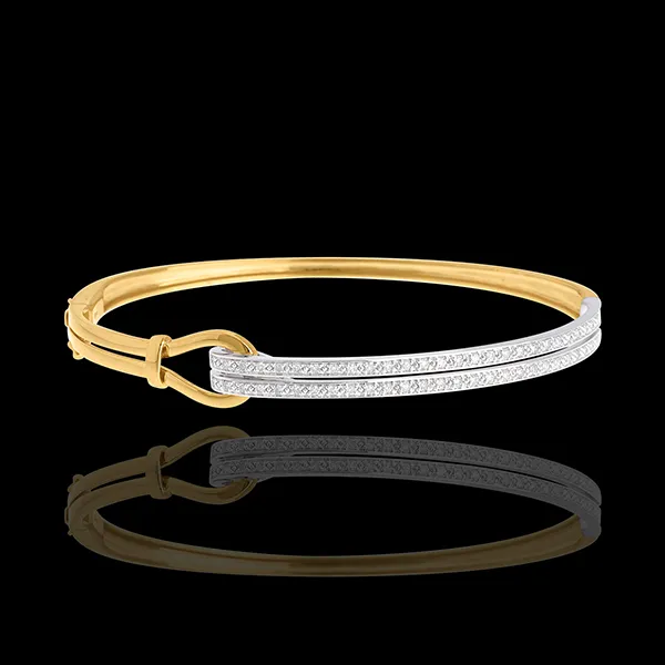 Bracciale rigido doppio - Oro giallo e Oro bianco pavé - 18 carati - 54 Diamanti - 0.32 carati 