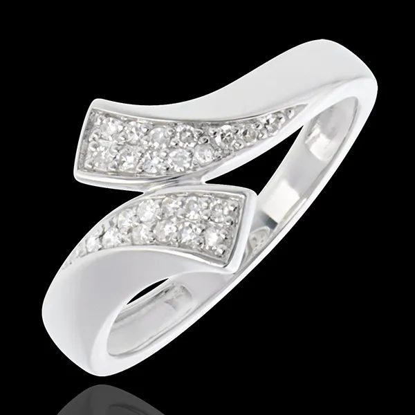 Anello Nastro - Oro bianco pavé - 18 carati - 24 Diamanti - 0.12 carati