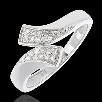 Anello Nastro - Oro bianco pavé - 18 carati - 24 Diamanti - 0.12 carati