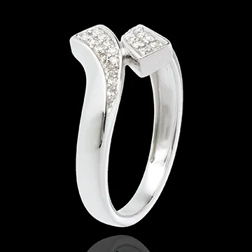 Anello Nastro - Oro bianco pavé - 18 carati - 24 Diamanti - 0.12 carati