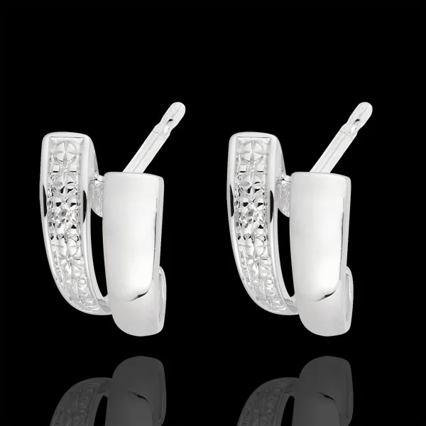 Orecchini Saggezza - Oro bianco - 18 carati - 2 Diamanti