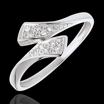 Anello Nastro - Oro bianco pavé - 18 carati - 10 Diamanti