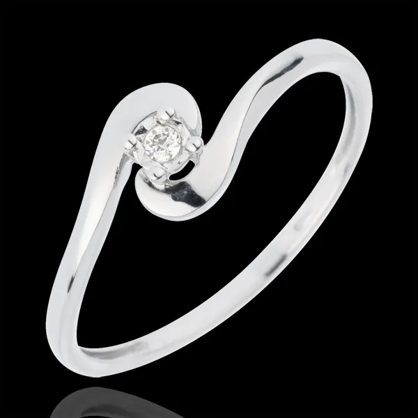 Anello Solitario Nido Prezioso - Unione D'amore - Oro bianco - 18 carati - Diamante 