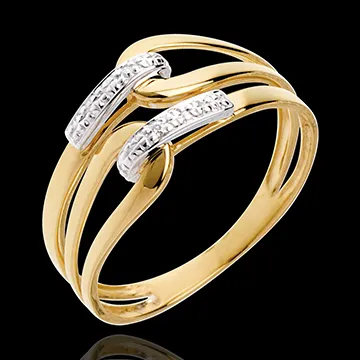 Anello Graffetta - Oro giallo pavé - 18 carati - 2 Diamanti