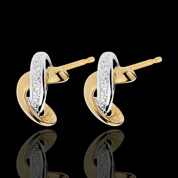 Orecchini Ammirazione - Oro bianco e Oro giallo - 18 carati - 4 Diamanti