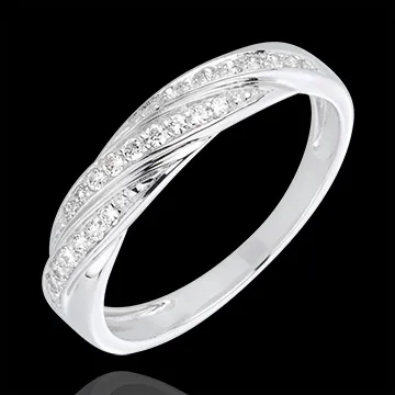 Anello Treccia preziosa - Oro bianco - 18 carati - 25 Diamanti - 0.16 carati