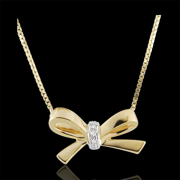 Collana Fiocco Carlotta - Oro giallo - 9 carati - 3 Diamanti