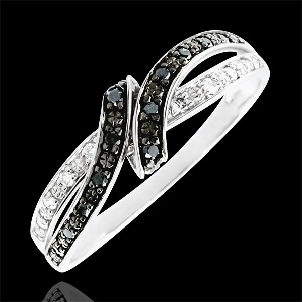 Anello Chiaroscuro - Incontro - Oro bianco - 9 carati -Diamanti bianchi e neri