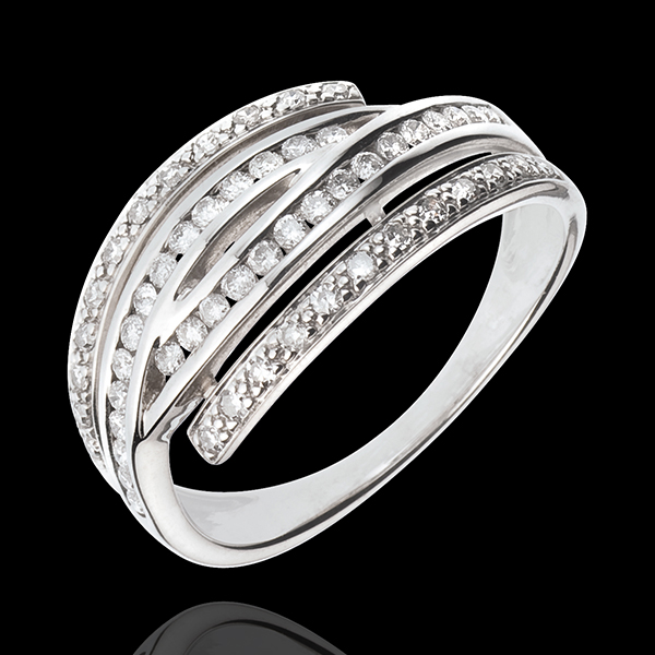 Anello Griffe Dorate - Oro bianco - 18 carati - 54 Diamanti - 0.41 carati