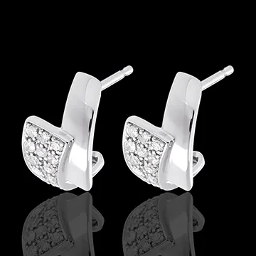 Orecchini Tropico - Oro bianco pavé - 18 carati - 24 Diamanti - 0.17 carati 