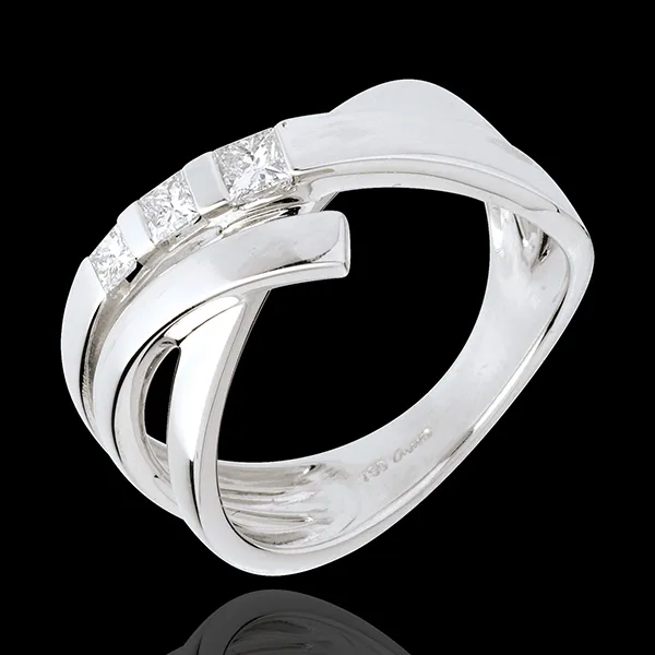 Anello Trilogy Treccia - Oro bianco - 18 carati -Diamanti - 0.26 carati