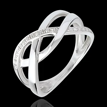 Anello Spiraglio - Oro bianco - 18 carati - Diamanti