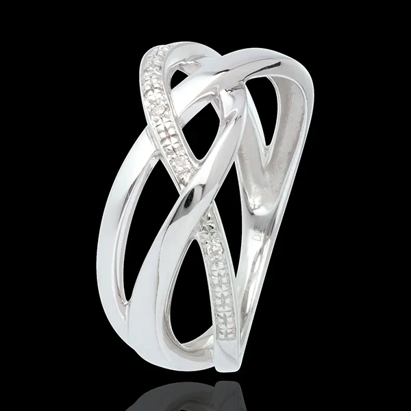 Anello Spiraglio - Oro bianco - 18 carati - Diamanti