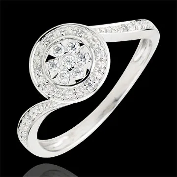 Anello La Danza del Cigno - Oro bianco - 18 carati - 15 Diamanti - 0.11 carati