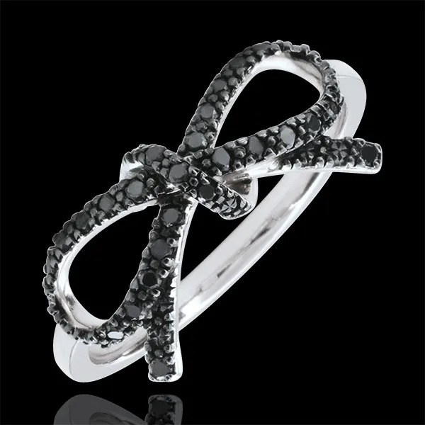 Anello Fiocco Finezza - Argento - 27 Diamanti neri - 0.135 carati