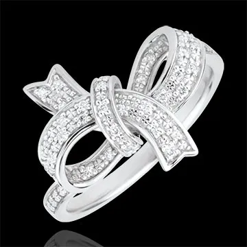 Anello Fiocco Prezioso - Argento - 30 Diamanti - 0.12 carati