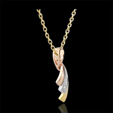 Pendente Nastro - tre Ori - 9 carati - 2 Diamanti