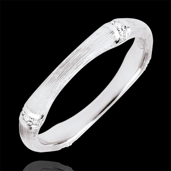 Fede Giungla Sacra - Multi diamanti 3 mm - oro bianco spazzolato 18 carati