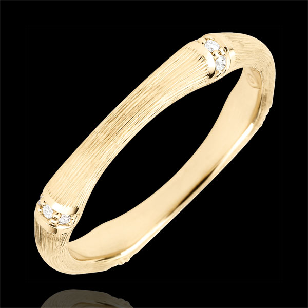 Fede Giungla Sacra - Multi diamanti 3 mm - oro giallo spazzolato 18 carati