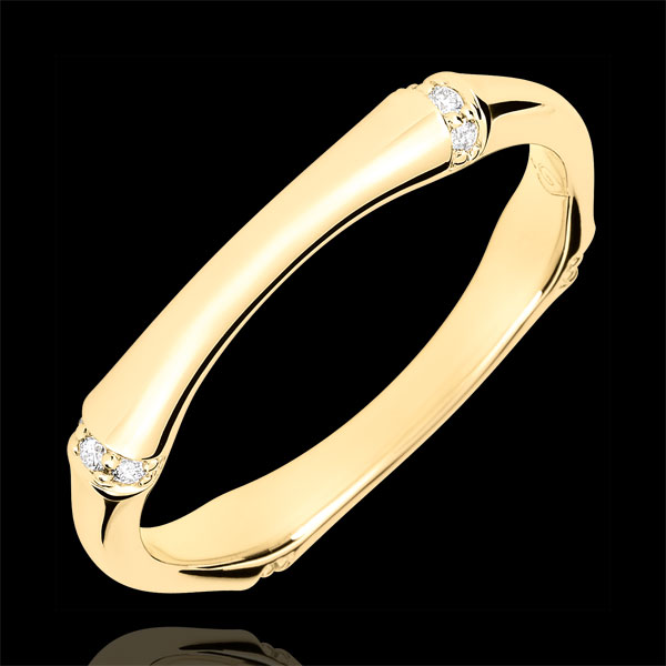 Fede Nuziale Giungla Sacra - Multidiamanti 3mm - oro giallo 9 carati