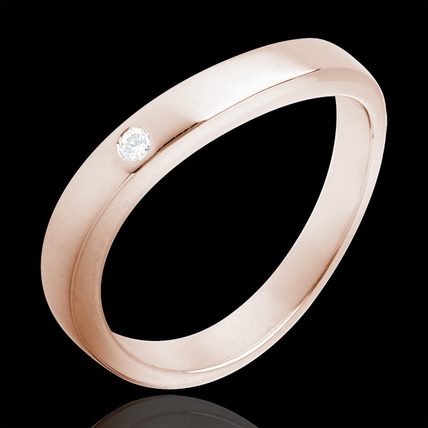 Fede nuziale - Onda preziosa - Oro rosa - 18 carati - 1 Diamante 