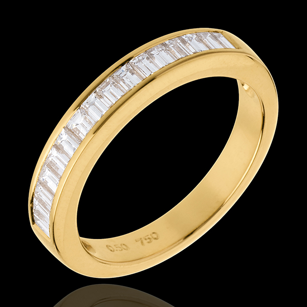 Fede nuziale - Oro giallo semi pavé - 18 carati - Diamante - incastonatura a binario - 0.5 carati