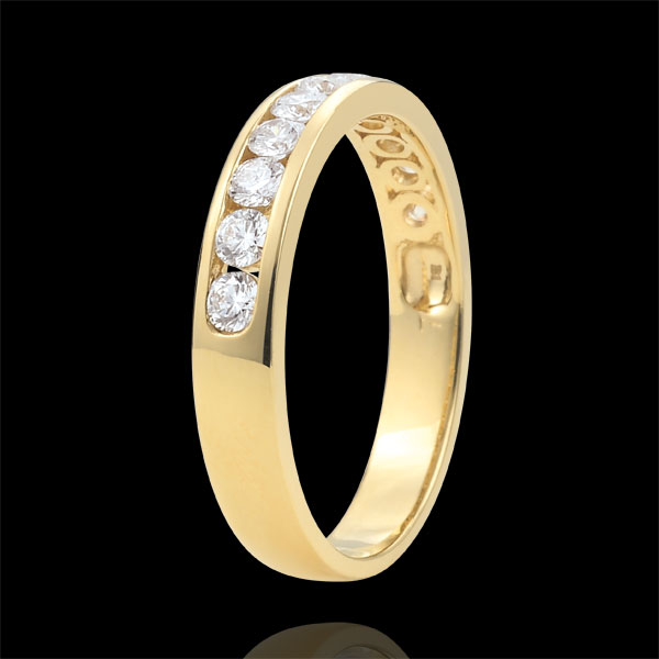 Fede nuziale - Oro giallo semi pavée - 18 carati - 11 Diamanti - incastonatura a binario