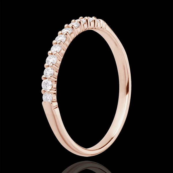 Fede nuziale - Oro rosa - 18 carati- 11 Diamanti - incastonatura a griffe